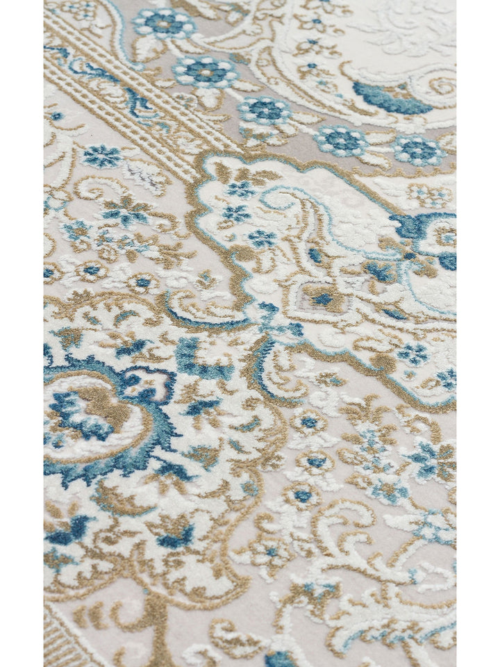 Üsküdar Serisi Yüksek Kaliteli Sık Dokuma Modern Salon Halısı 01 CREAM BLUE - Carpetdocia