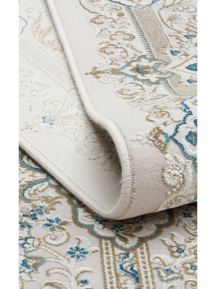 Üsküdar Serisi Yüksek Kaliteli Sık Dokuma Modern Salon Halısı 01 CREAM BLUE - Carpetdocia