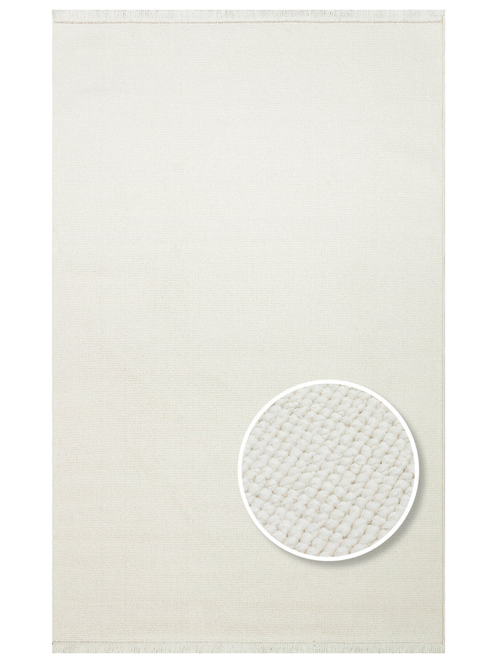 İskandinav Serisi Hasır Dokuma Oturma Odası Koridor Antre Mutfak Modern Halı PLAIN WHITE - Carpetdocia