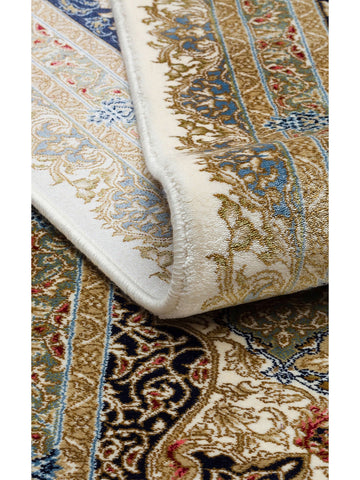 Topkapı Serisi Yüksek Kalite Sık Dokuma Klasik Desenli Özel Işıltılı Salon Halısı 04 CREAM - Carpetdocia