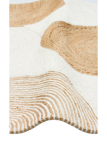 Woolstar %100 Naturel Kazak Desenli Salon Oturma Odası Koridor Antre El Dokuma Örgü Halı 902NATWHITE - Carpetdocia