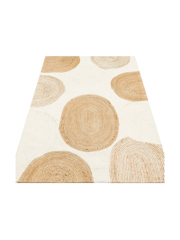 Woolstar %100 Naturel Kazak Desenli Salon Oturma Odası Koridor Antre El Dokuma Örgü Halı 902NATWHITE - Carpetdocia