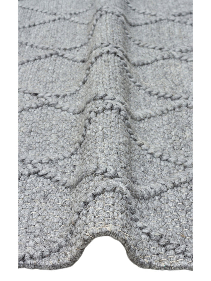 Woolstar %100 Naturel Kazak Desenli Salon Oturma Odası Koridor Antre El Dokuma Örgü Halı DIAMONDGREY - Carpetdocia