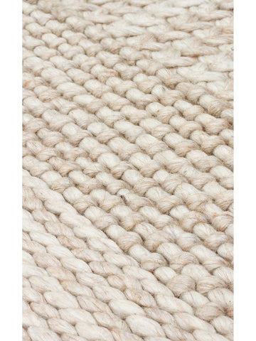 Woolstar %100 Naturel Kazak Desenli Salon Oturma Odası Koridor Antre El Dokuma Örgü Halı J352 BEIGE - Carpetdocia
