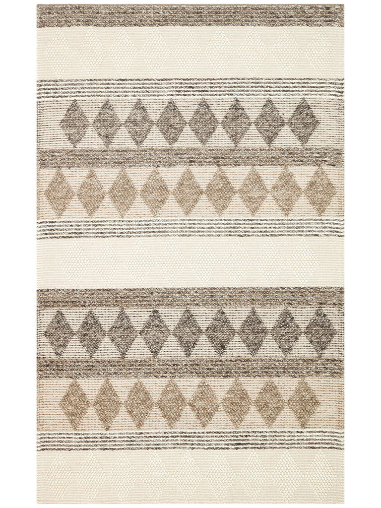 Woolstar %100 Naturel Kazak Desenli Salon Oturma Odası Koridor Antre El Dokuma Örgü Halı JD 01 GREY